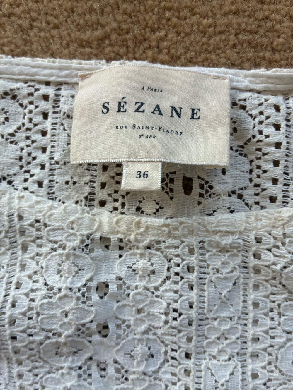 Sezane Marta Crochet Lace Long Sleeve Top - Picture 6 of 8